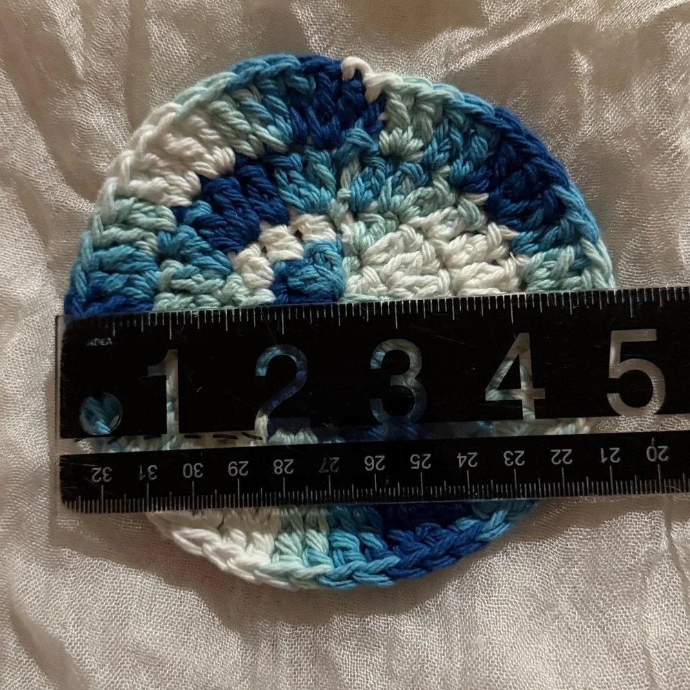 Blue and White Crochet Coasters
